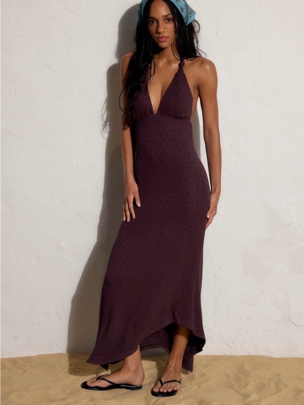 Free People Amelie Midi Dress in chocolate. NWT. Size Large